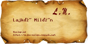 Lajkó Milán névjegykártya